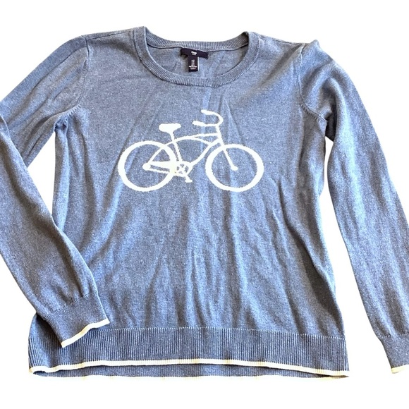 GAP Retro Bicycle Crew Neck Sweater, Light Blue & White - Size Small - Picture 1 of 6